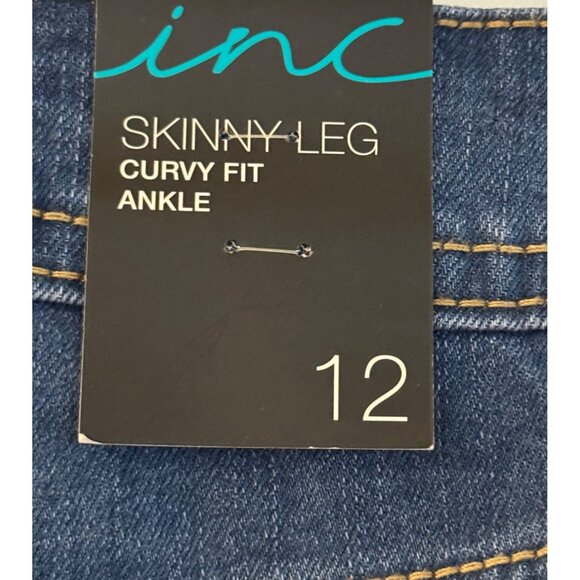 INC Denim Skinny Leg Curvy Fit Ankle Jeans Women Size 12 Medium Blue - Picture 4 of 9